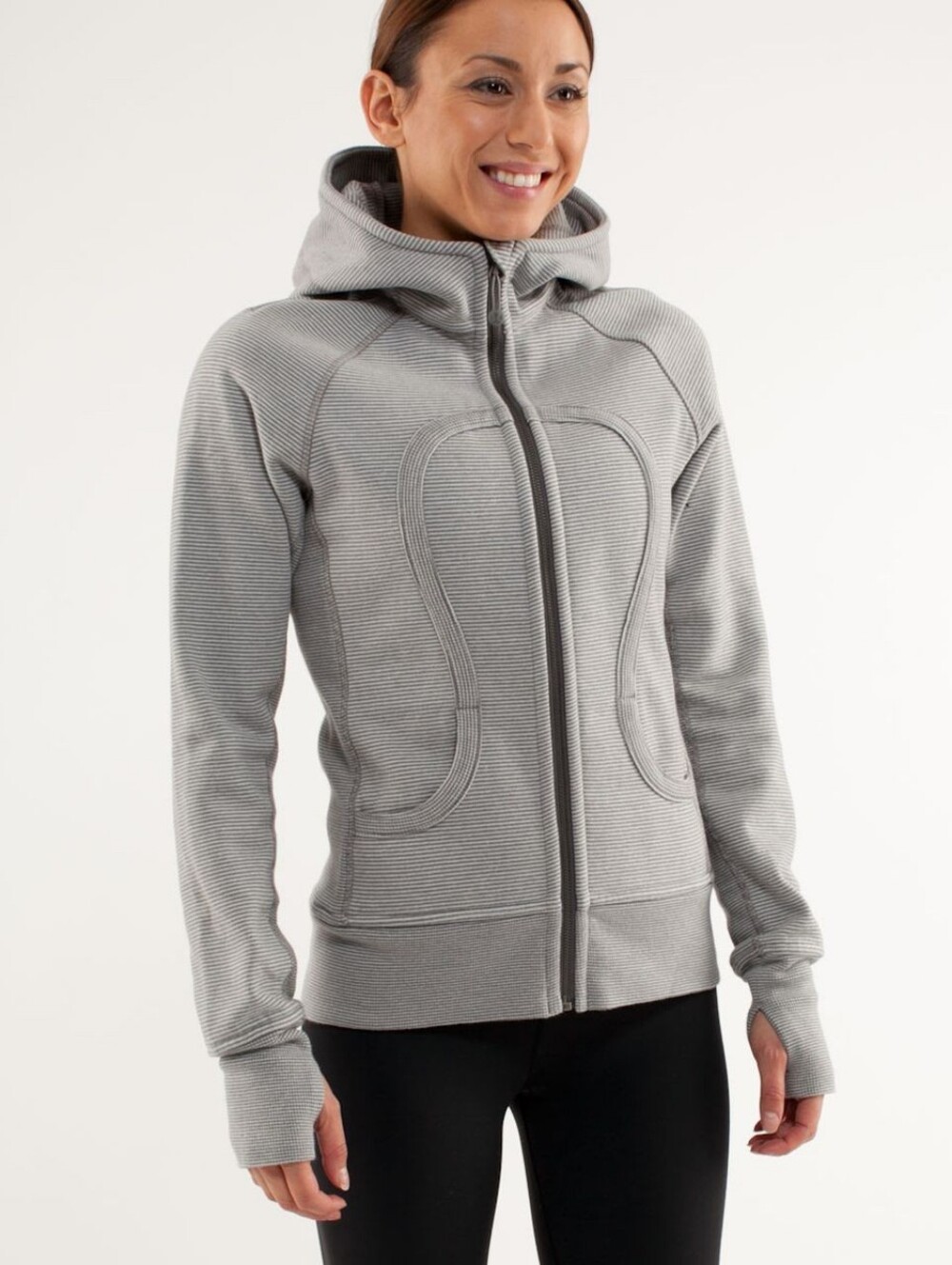 Lukulemon grey micro striped scuba hoodie size 10